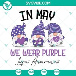 Purple lupus awareness SVG featuring a gnome design, perfect for May Lupus Awareness Month.