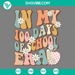 100 days of school-themed SVG file perfect for crafting projects like shirts, mugs, and more. Includes PNG, DXF, and EPS formats.