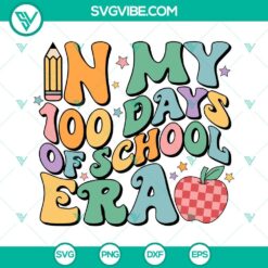 100th day of school SVG file for download with PNG, EPS, and DXF formats, featuring a variety of school-themed designs and elements.