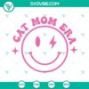 Cat Mom Era SVG files with 2 designs for download, featuring cat-themed graphics. Perfect for cat-loving moms' projects.