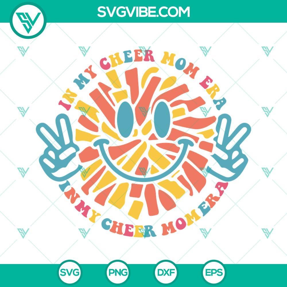 In My Cheer Mom Era SVG, Cheer Mama SVG, Retro Cheer Mom SVG Retro Cheer Mom SVG design with 'In My Cheer Mom Era' text, perfect for cheer moms. Downloadable file for crafting projects.