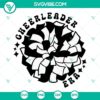 Cheerleader SVG design for download with pompoms and megaphone, perfect for crafts and projects.