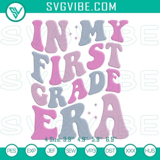 Adorable and colorful 1st grade teacher embroidery designs for digital use. Perfect for classroom decorations and projects.