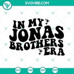 Jonas Brothers SVG image representing five albums in vibrant colors and retro style. Ideal for fans of the Jonas Brothers band.
