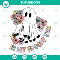 Floral ghost and cute ghost SVG images for spooky era design.