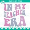 Teacher-themed retro machine embroidery design with trendy elements for digital use. Ideal for teachers' projects.