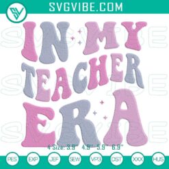 Teacher-themed retro machine embroidery design with trendy elements for digital use. Ideal for teachers' projects.