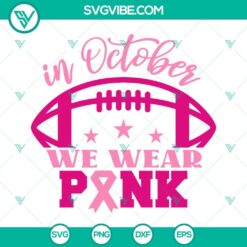 Pink and football themed SVG image for breast cancer awareness in October, featuring a football with pink ribbon design. Great for fundraising projects.