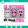 October themed Halloween SVG files with pink breast cancer awareness designs for digital products.