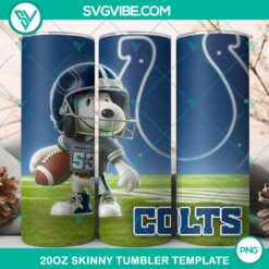 NFL Indianapolis Colts Snoopy 3D 20oz tumbler wrap PNG file for football fans.