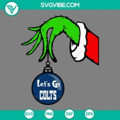 Indianapolis Colts Grinch hand holding ornament SVG for Christmas. Download Colts Christmas SVG images.