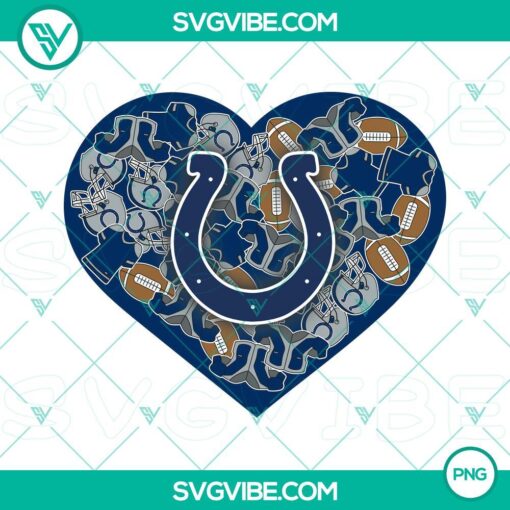 Indianapolis Colts themed heart Valentine PNG designs with team colors, logo, and festive decorations for digital use.