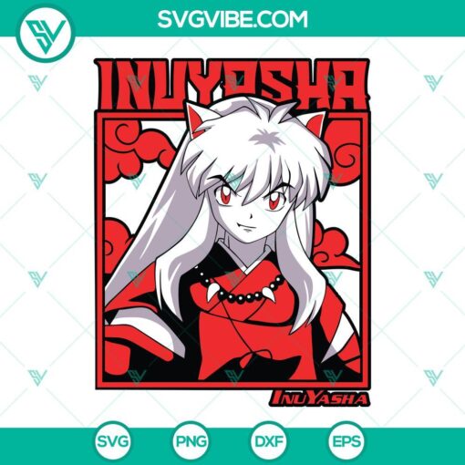 InuYasha Manga Series SVG with PNG, DXF, EPS Cut Files - Illustration of InuYasha character design for craft projects and merchandise.