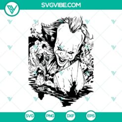 Creepy Pennywise and Georgie Denbrough SVG files for IT horror movies. Ideal for Halloween crafts and projects.