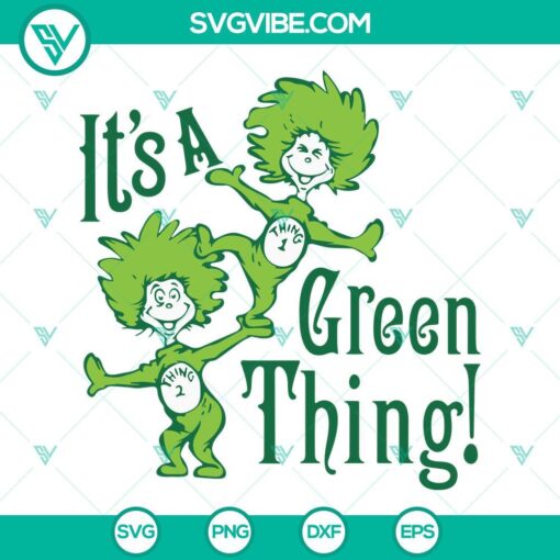 Dr Seuss themed green SVG file with Thing 1 and Thing 2 design in PNG and DXF formats. Ideal for crafts and printables.