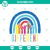 Autism awareness SVG files with diverse blue rainbow design for acceptance and inclusion. Great for promoting neurodiversity.