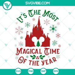 Magical Disney Christmas SVG featuring Disney Castle, perfect for holiday crafts and DIY projects.