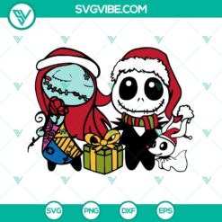 Santa Jack Skellington and Sally Christmas SVG design for download. Perfect for holiday crafting projects.