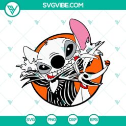 Jack and Sally Stitch SVG images with Zero from Disney's Nightmare Before Christmas. Perfect for download.