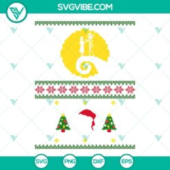 Nightmare Before Christmas Jack and Sally Ugly Christmas Sweater SVG download, perfect for holiday DIY projects and crafts.
