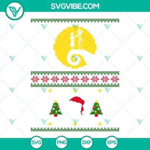 Nightmare Before Christmas Jack and Sally Ugly Christmas Sweater SVG download, perfect for holiday DIY projects and crafts.