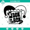 Graphic showcasing Jack In The Box and Jhope SVG files, along with BTS and Kpop music designs in various file formats like PNG and DXF.