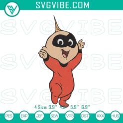Jack Jack Parr superhero baby embroidery designs from The Incredibles, featuring cute superhero patterns for baby clothing.