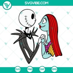Jack Skellington and Sally SVG file, Nightmare Before Christmas couple design for digital craft projects.