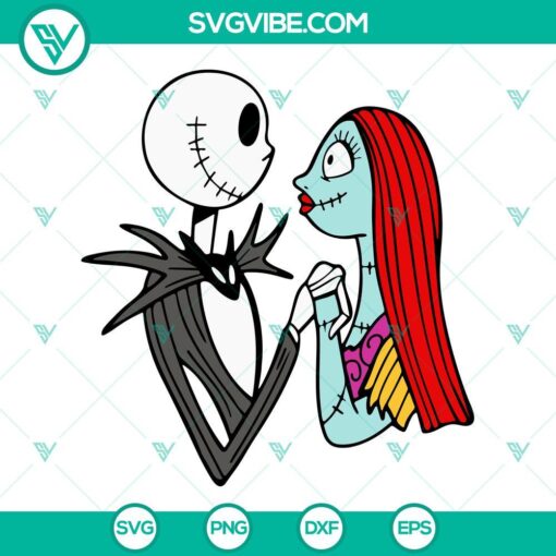 Jack Skellington and Sally SVG file, Nightmare Before Christmas couple design for digital craft projects.