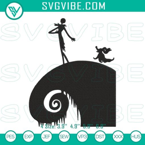 Jack Skellington and Zero embroidery design from Nightmare Before Christmas file, perfect for Halloween projects.