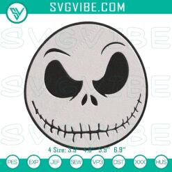 Jack Skellington face embroidery designs featuring Nightmare Before Christmas face pattern, black and white spooky theme.