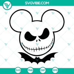 Jack Skellington and Mickey Mouse mashup face design inspired by Disney's Nightmare Before Christmas, in SVG format.