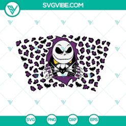 Jack Skellington leopard Starbucks cup SVG files featuring a full design, perfect for crafting projects.