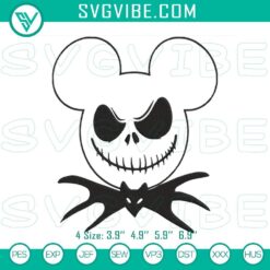 Jack Skellington Mickey embroidery design inspired by Nightmare Before Christmas. Disney Mouse pes file for crafting.