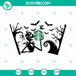 Jack Skellington Starbucks Cold Cup SVG with Halloween Full Wrap design, perfect for Halloween themed drinks.