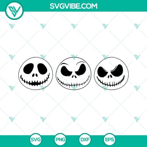 Jack Skellington SVG file bundle featuring Nightmare Before Christmas Jack character in various designs. Perfect for Halloween crafts and decorations.