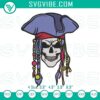 Pirate skull embroidery designs featuring Jack Sparrow skull pattern for machines. Great for pirate-themed projects.