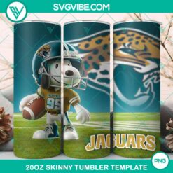 Jacksonville Jaguars Football Snoopy 3D 20oz Tumbler Wrap, PNG file with team logo and Snoopy design for NFL fans.