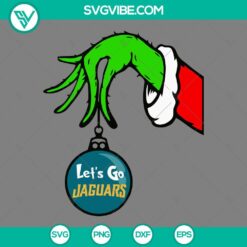 Jacksonville Jaguars Grinch Hand holding ornament SVG for Christmas, football fans SVG file.