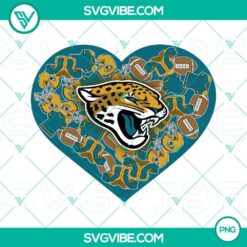 Jacksonville Jaguars heart Valentine PNG file design, perfect for NFL fans and sports-themed Valentine's Day projects.