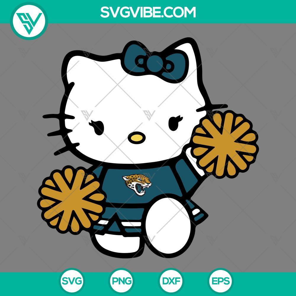 Jacksonville Jaguars Hello Kitty Cheerleader SVG PNG DXF EPS Cut Files Jacksonville Jaguars Hello Kitty Cheerleader SVG file, a cute and unique design for NFL fans, includes PNG, DXF, EPS cut file formats.