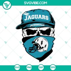 Jacksonville Jaguars skull SVG logo with football-themed design, downloadable files in PNG, DXF, and EPS formats.