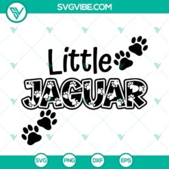 Jaguar paw print SVG design for Cricut, with little jaguar graphic in formats DXF, EPS, PNG. Ideal for crafts and projects.