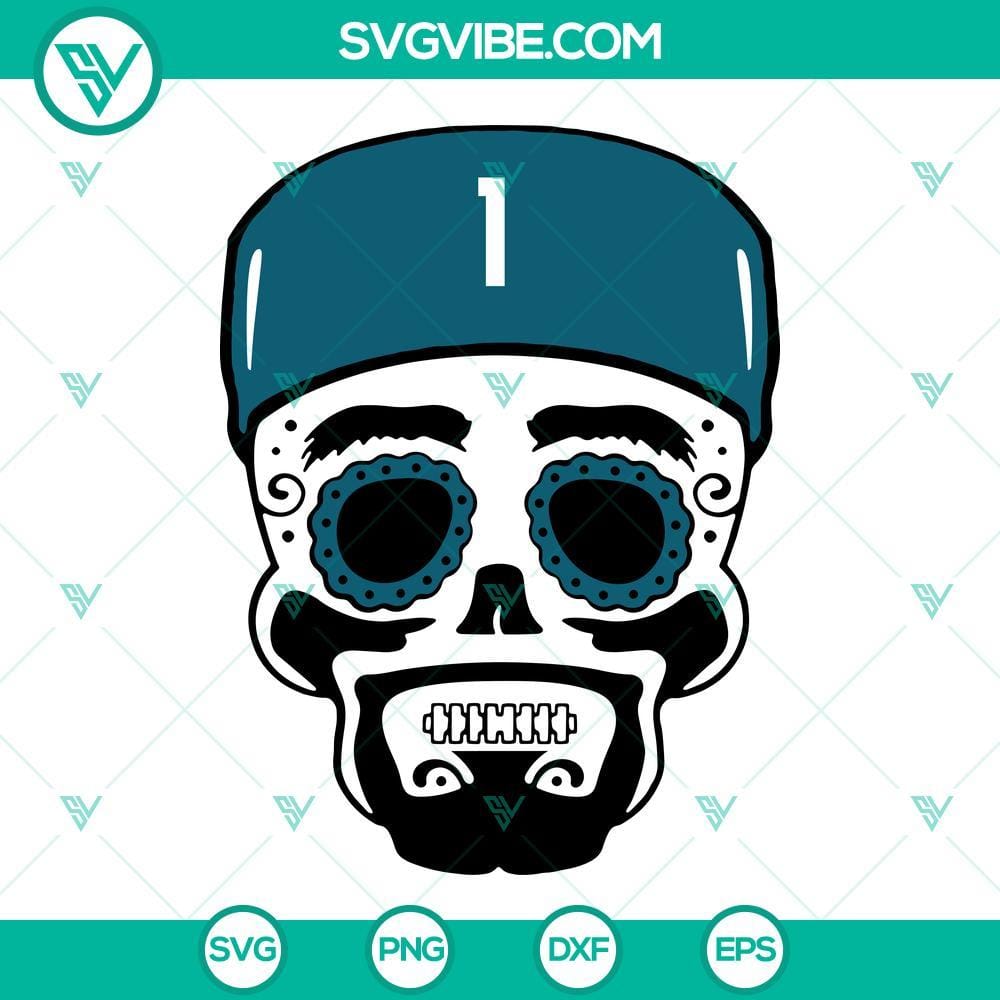Jalen Hurts Sugar Skull SVG File, Philadelphia Eagles SVG Image PNG DXF EPS Jalen Hurts Sugar Skull SVG file with Philadelphia Eagles design, in PNG, DXF, and EPS formats. Great for sports fanatics!