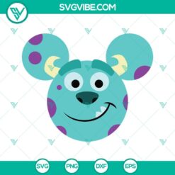 James P Sullivan and Sulley from Monsters Inc Mouse Ears SVG File suitable for crafting projects in PNG and DXF formats.