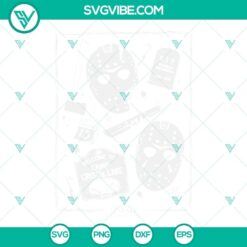 Jason Voorhees SVG images for Friday the 13th, featuring Camp Crystal Lake design. Perfect for horror movie fans.