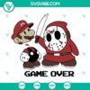 Jason Voorhees meets Mario in game over design SVG, Super Mario characters in PNG, DXF, EPS formats for personal craft projects.