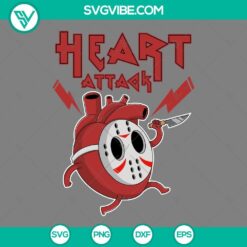 Jason Voorhees Heart Attack SVG Image, Jason Voorhees Valentine SVG Files PNG EPS DXF File