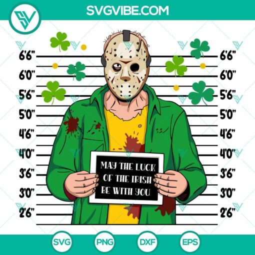 Jason Voorhees St Patricks Day SVG files with horror Patrick Day design, includes PNG EPS DXF File formats. Perfect for crafting projects.