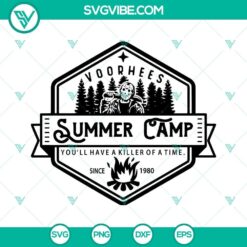 Jason Voorhees Summer Camp SVG Image with Camp Crystal design, perfect for horror fans.